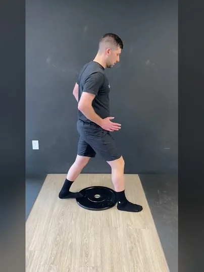 Calf Stretch - Step Through with Rotation exercise demonstration