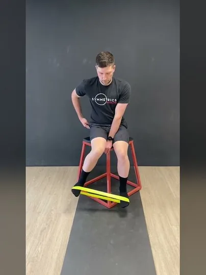 Seated Hip Internal Rotation Banded exercise demonstration